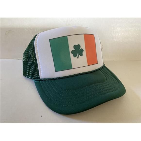 Retro Fun Irish Flag Hat Ireland Trucker Hat Dark Green Cap Party St Patrick's - Picture 5 of 5